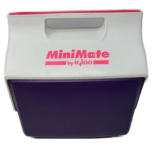 Vintage Retro IGLOO Mini Mate Cooler Lunch Box‎ Purple Neon Pink USA Push Button